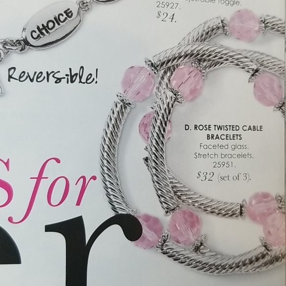 Cookie Lee Rose pink and silver twisted cable bracelets (set of 3) NWT - Picture 6 of 6
